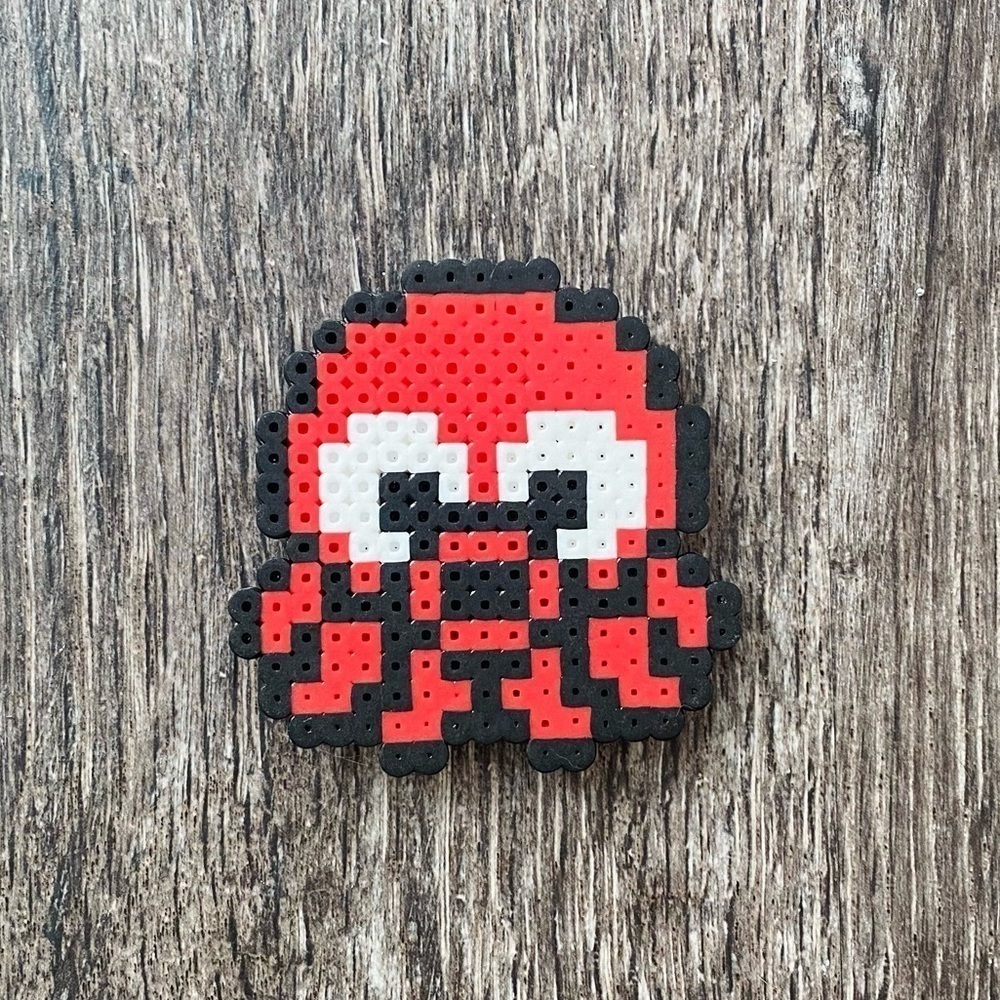Octopus magnet handmade red perler beads collectible